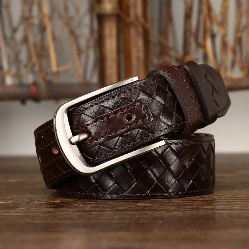Stylish Braided Copper Buckle Cowskin Leather Belt sold by FloralTrip