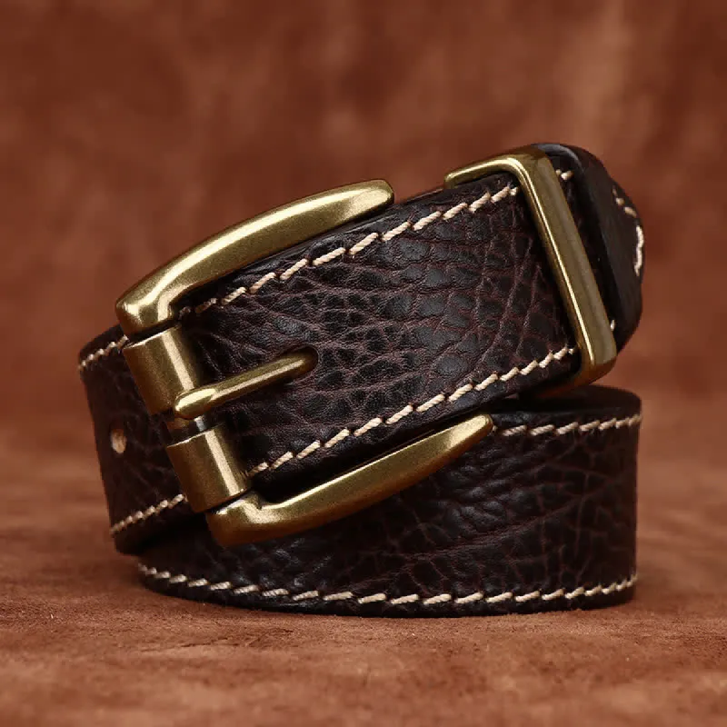 Retro Bison Skin Embossed Rugged Leather Belt sold by FloralTrip