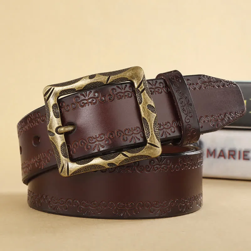 Floral Strap Rectangular Buckle Leather Belt sold by FloralTrip