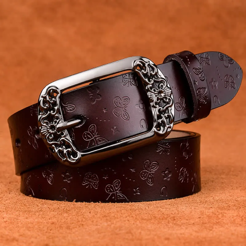 Women's Butterfly Emboss Luxury Stylish Leather Belt sold by FloralTrip