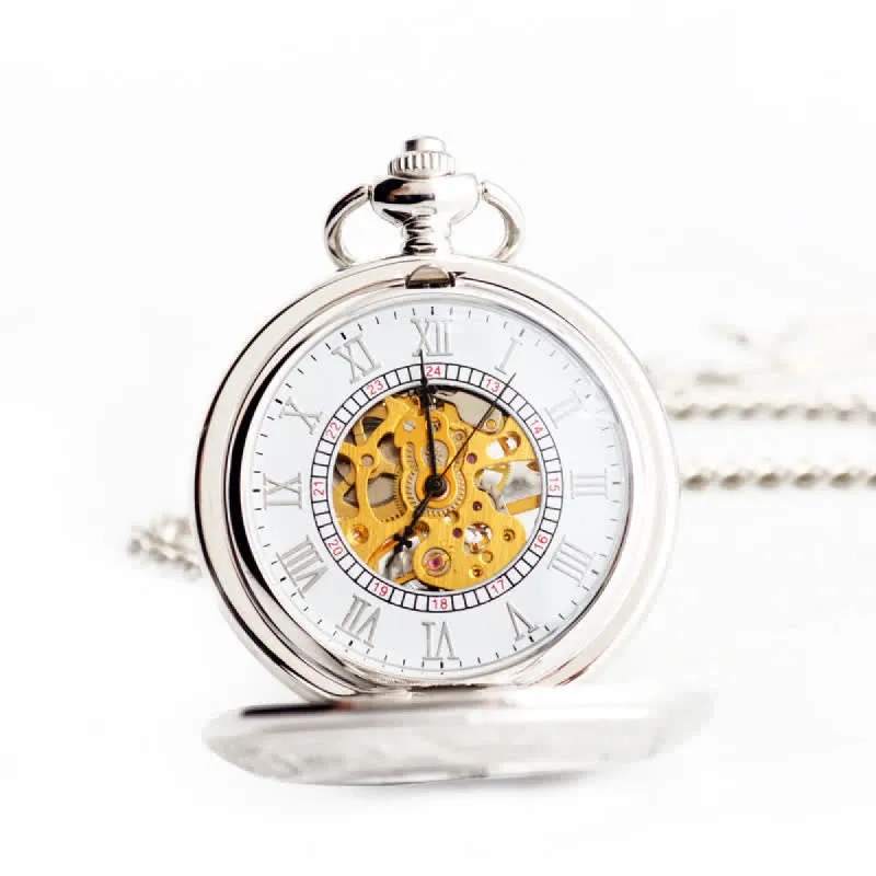 Classic Roman Numerals Antique Mechanical Pocket Watch sold by FloralTrip