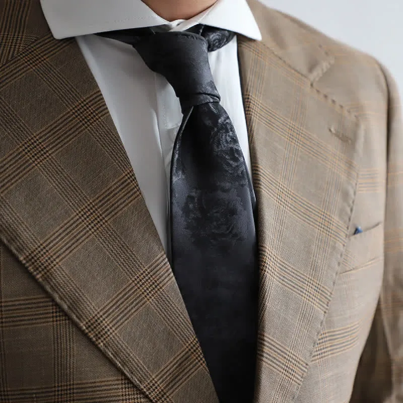 Men's Black Peony Classic Flower Business Necktie Pocket Square sold by FloralTrip