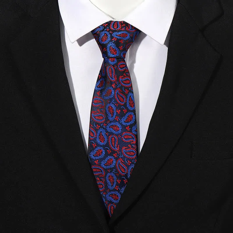 Men's Mix Cashew Black Background Jacquard Necktie sold by FloralTrip