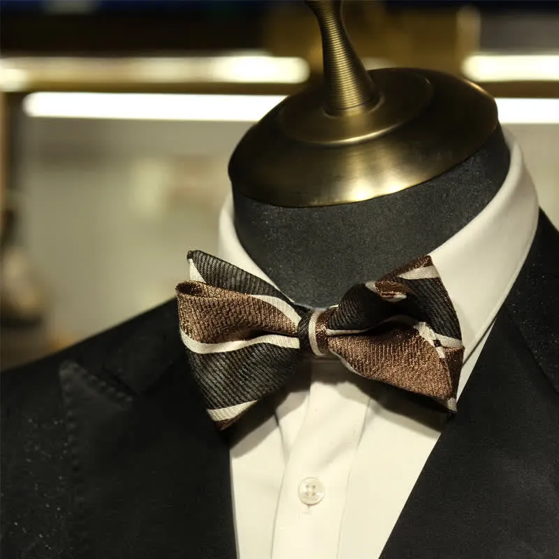 Men's Gentleman Diagonal Striped British Fishtail Bow Tie sold by FloralTrip product image thumbnail 4