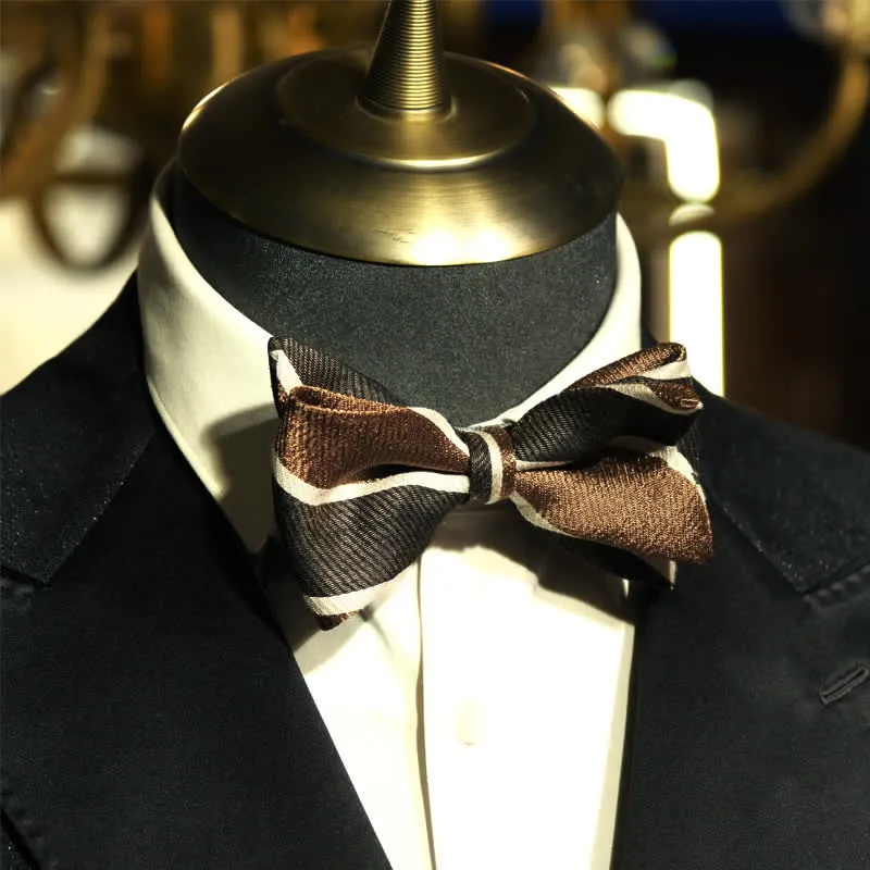 Men's Gentleman Diagonal Striped British Fishtail Bow Tie sold by FloralTrip