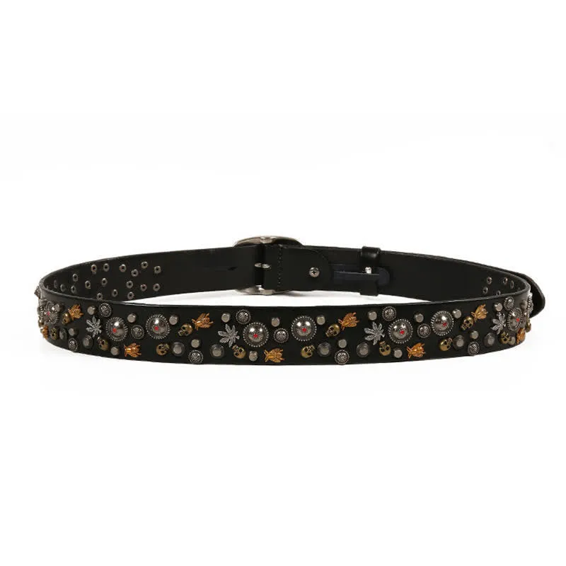 Gothic Skull Bee Maple Rivets Leather Belt sold by FloralTrip product image thumbnail 5