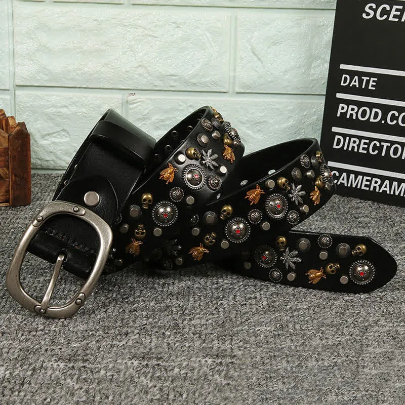 Gothic Skull Bee Maple Rivets Leather Belt sold by FloralTrip product image thumbnail 2