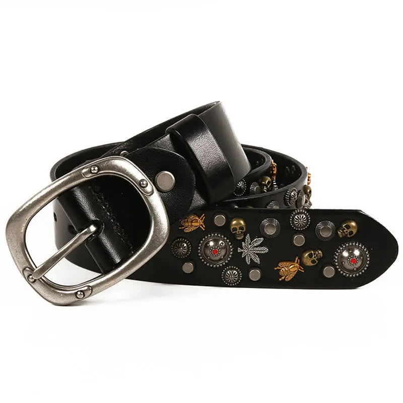 Gothic Skull Bee Maple Rivets Leather Belt sold by FloralTrip product image thumbnail 3