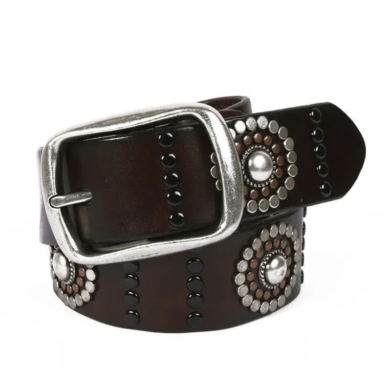 Assorted Round Rivets Decoration Punk Studded Leather Belt sold by FloralTrip