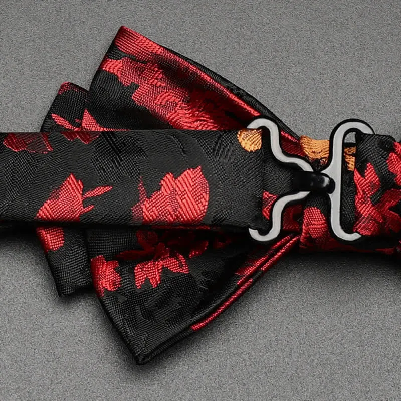 Men's Black & Red Falling Floral Bow Tie sold by FloralTrip product image thumbnail 5