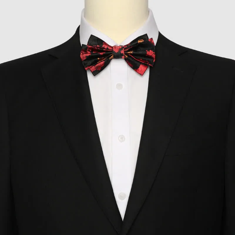 Men's Black & Red Falling Floral Bow Tie sold by FloralTrip product image thumbnail 2