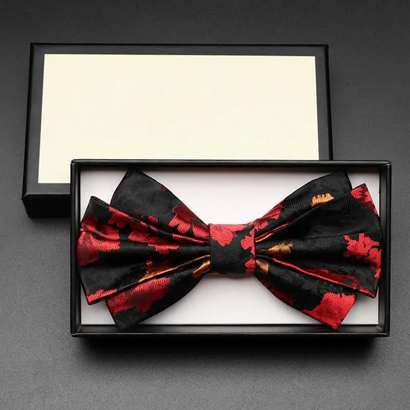 Men's Black & Red Falling Floral Bow Tie sold by FloralTrip product image thumbnail 3