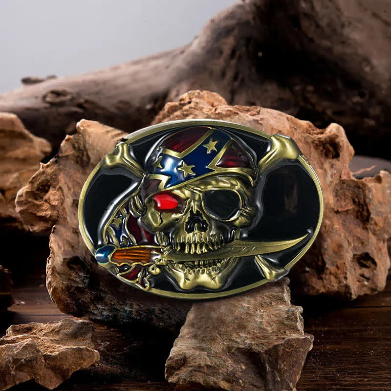 Men's DIY Pirate Skull Buckle Leather Belt sold by FloralTrip