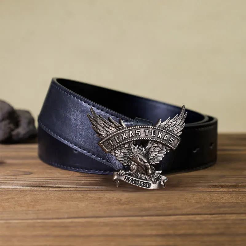 Men's DIY Retro Western Texas Eagle Buckle Leather Belt sold by FloralTrip product image thumbnail 3