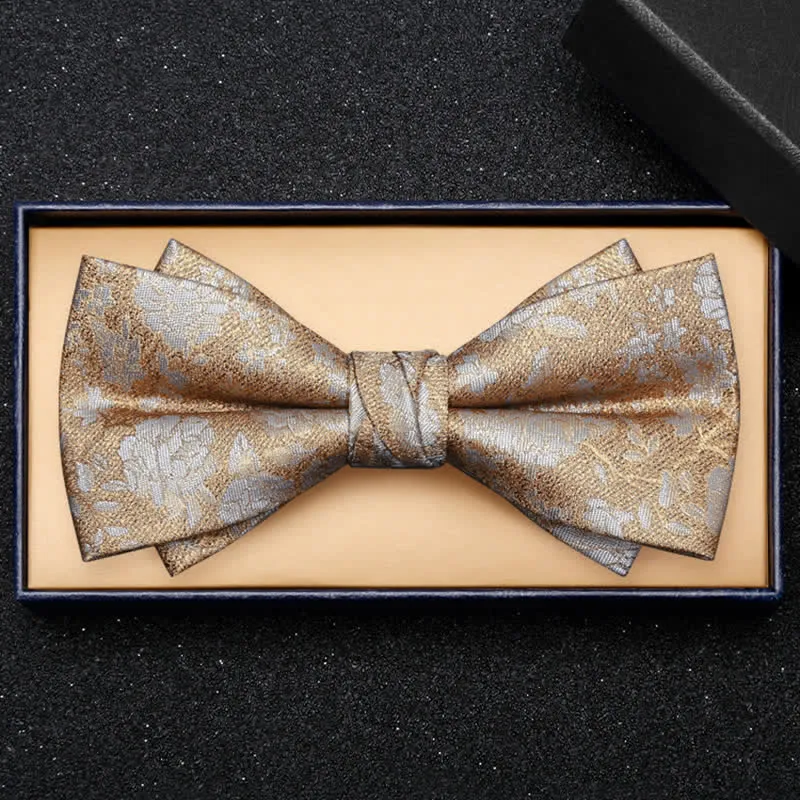 Men's Champagne Flowers Double Layers Bow Tie sold by FloralTrip product image thumbnail 3
