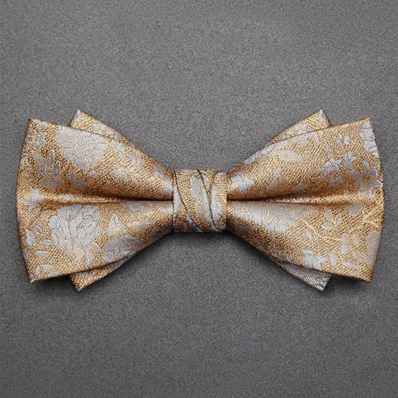 Men's Champagne Flowers Double Layers Bow Tie sold by FloralTrip product image thumbnail 4