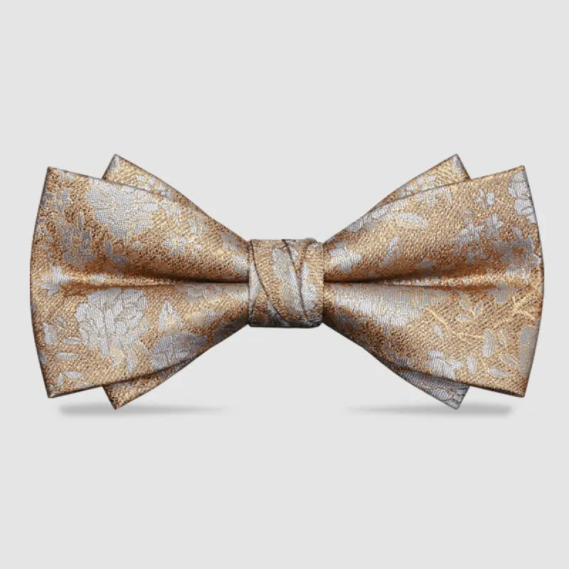Men's Champagne Flowers Double Layers Bow Tie sold by FloralTrip