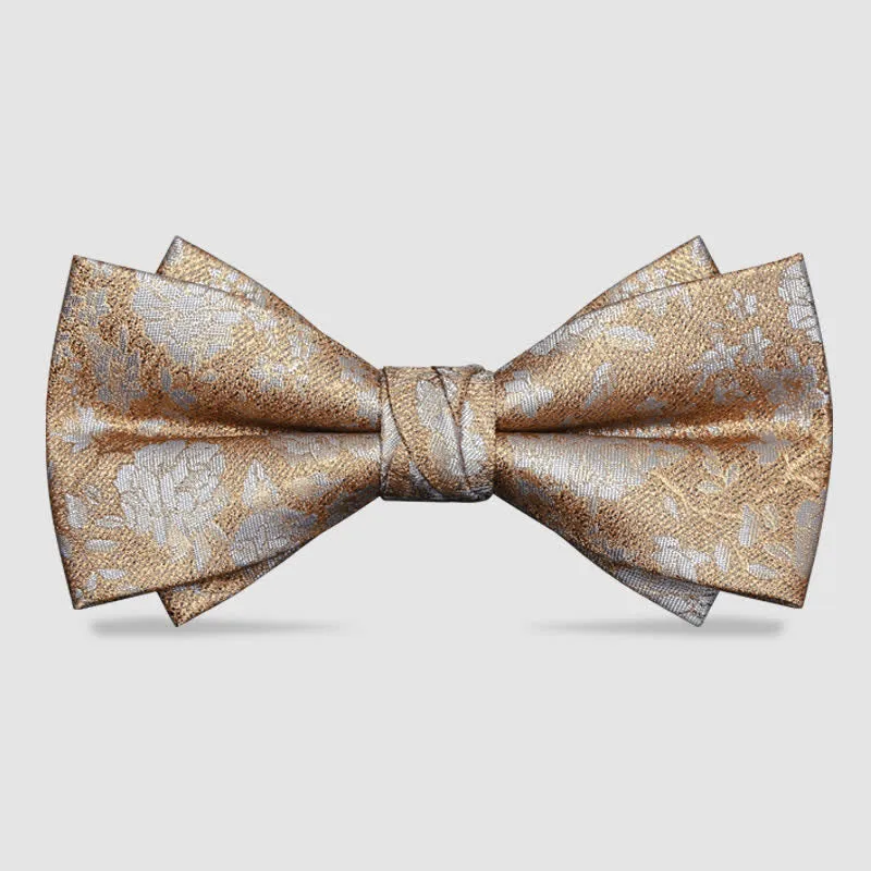 Men's Champagne Flowers Double Layers Bow Tie sold by FloralTrip