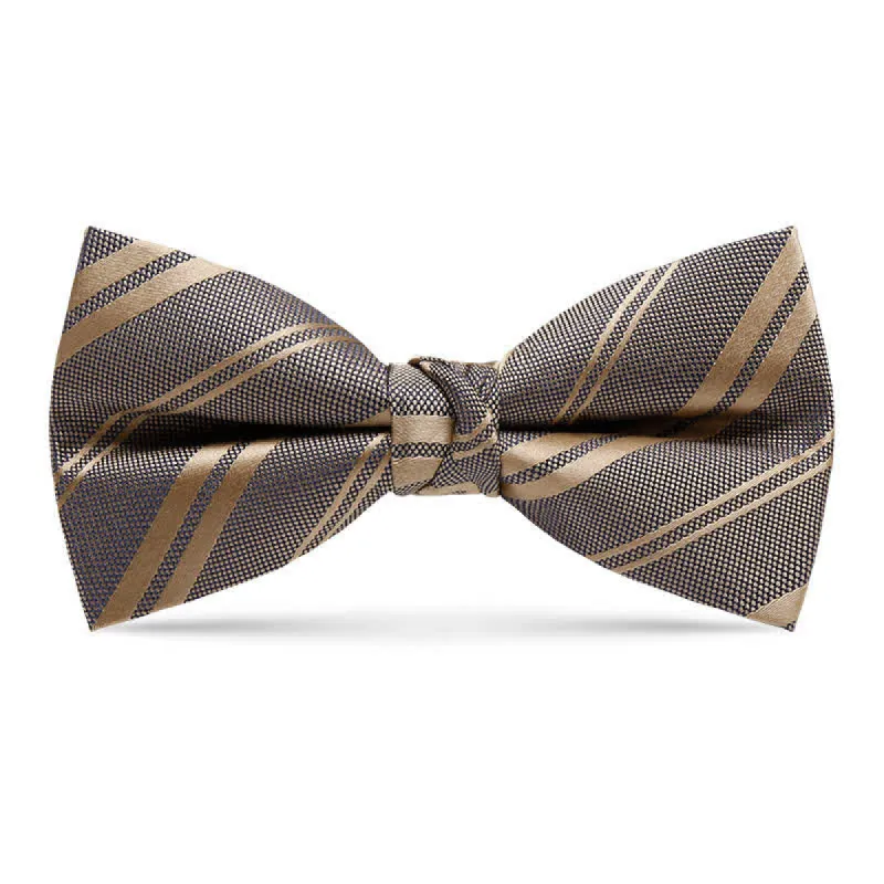 Men's Classic Dark Khaki Diagonal Striped Bow Tie sold by FloralTrip