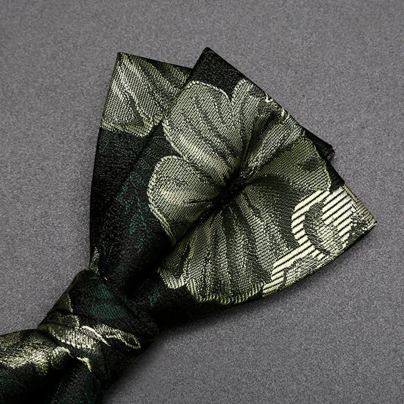 Men's Night Dark Green Floral Double Layered Bow Tie sold by FloralTrip product image thumbnail 4