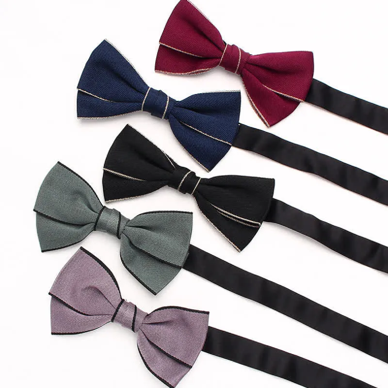 Men's Double Solid Color Line Edge Bow Tie sold by FloralTrip