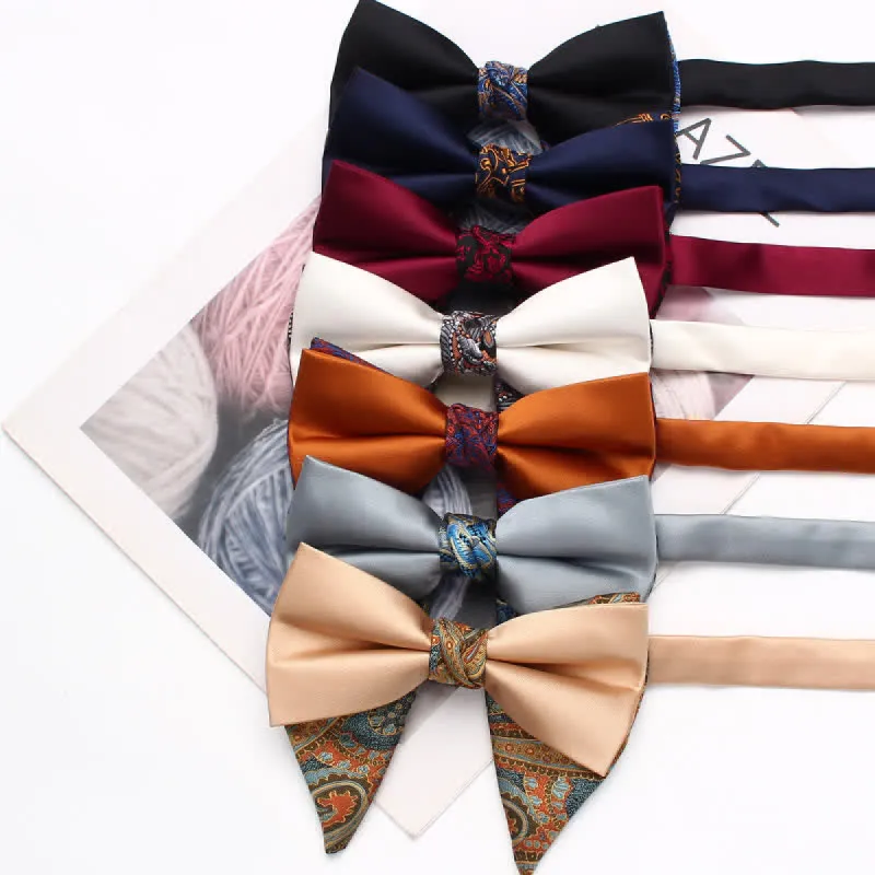Men's Special Paisley Double Tone Oversized Pointed Bow Tie sold by FloralTrip