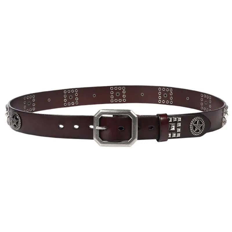 Metal Star Rivet Studded Punk Biker Leather Belt sold by FloralTrip product image thumbnail 4
