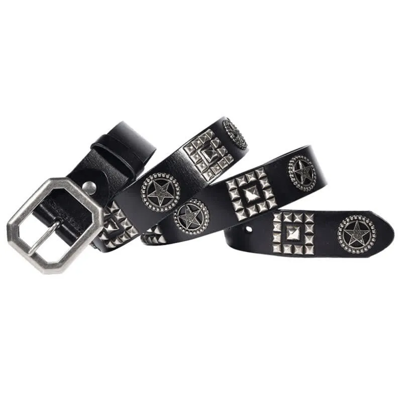 Metal Star Rivet Studded Punk Biker Leather Belt sold by FloralTrip product image thumbnail 5