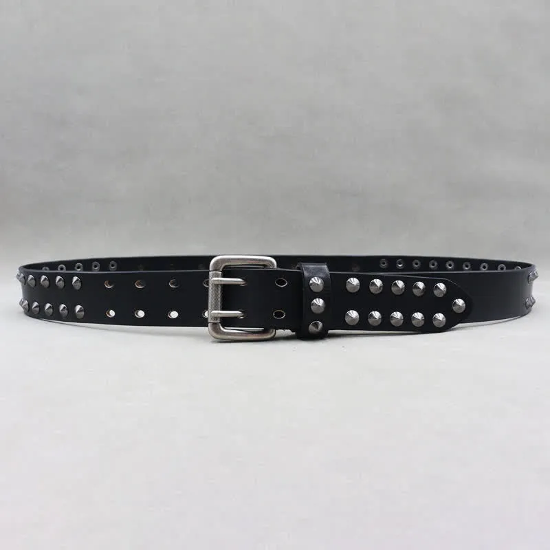 Biker Casual Skulls Rivets Double Pin Leather Belt sold by FloralTrip product image thumbnail 5
