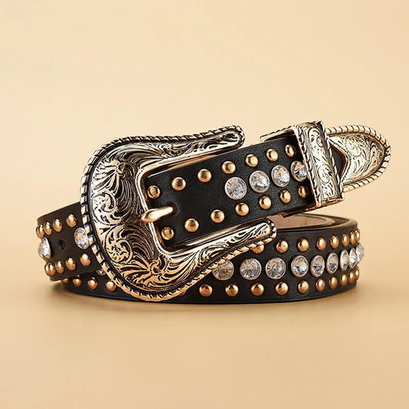 Women's Fashion Luxury Rhinestone Rivets Leather Belt sold by FloralTrip product image thumbnail 5