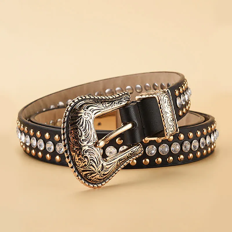 Women's Fashion Luxury Rhinestone Rivets Leather Belt sold by FloralTrip product image thumbnail 2