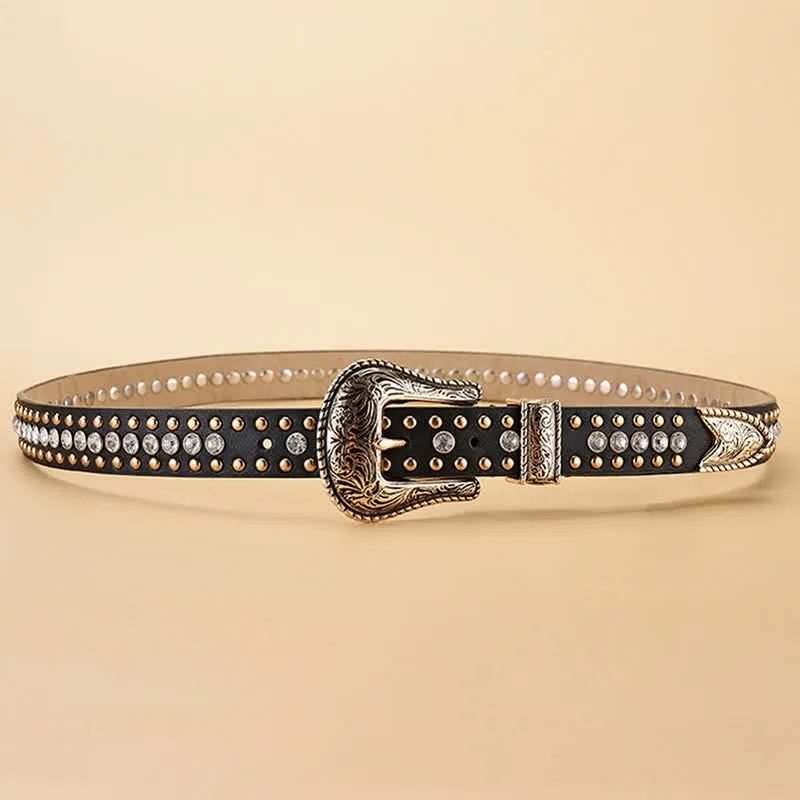 Women's Fashion Luxury Rhinestone Rivets Leather Belt sold by FloralTrip product image thumbnail 3