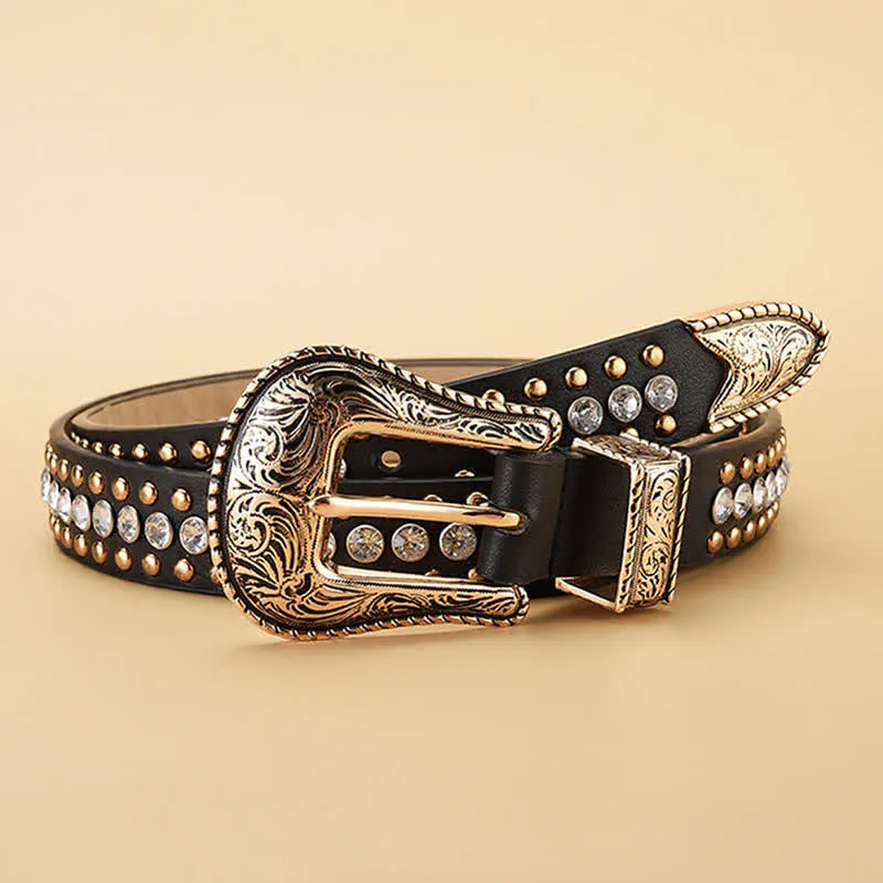 Women's Fashion Luxury Rhinestone Rivets Leather Belt sold by FloralTrip product image thumbnail 4