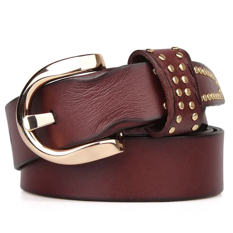 Metal Studded Rock Heavy Duty Rivets Leather Belt sold by FloralTrip