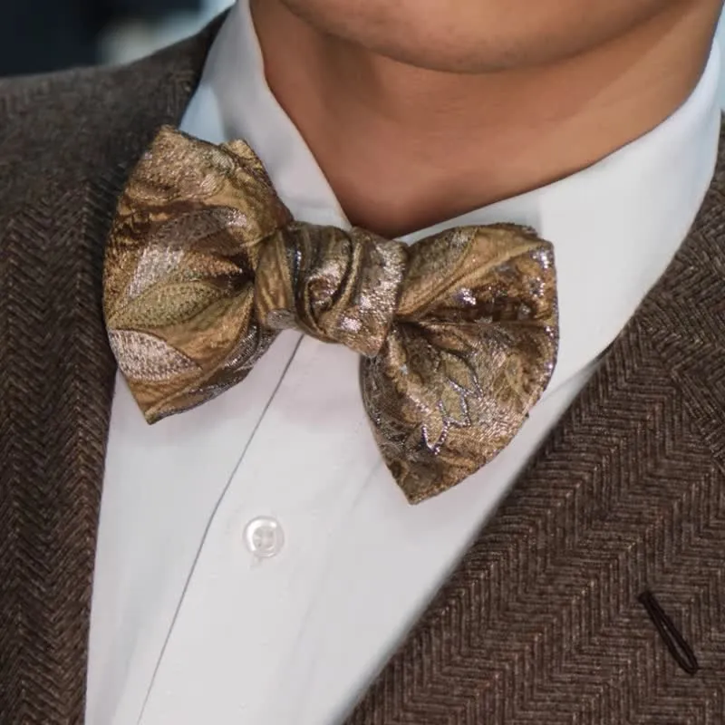 Men's Luxury Champagne Fishtail Oversized Bow Tie sold by FloralTrip product image thumbnail 5