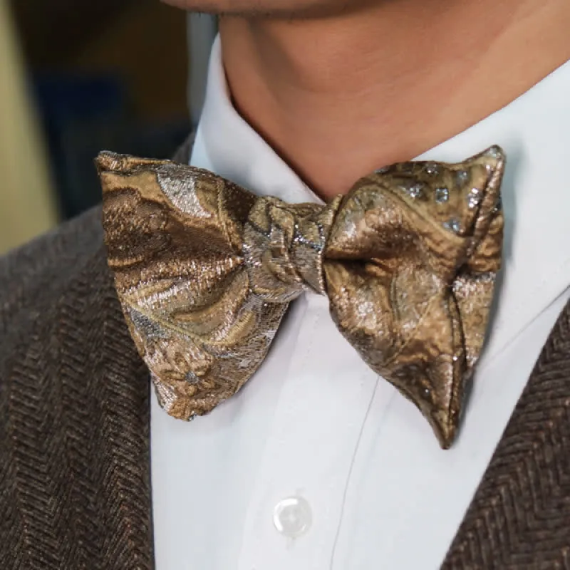Men's Luxury Champagne Fishtail Oversized Bow Tie sold by FloralTrip