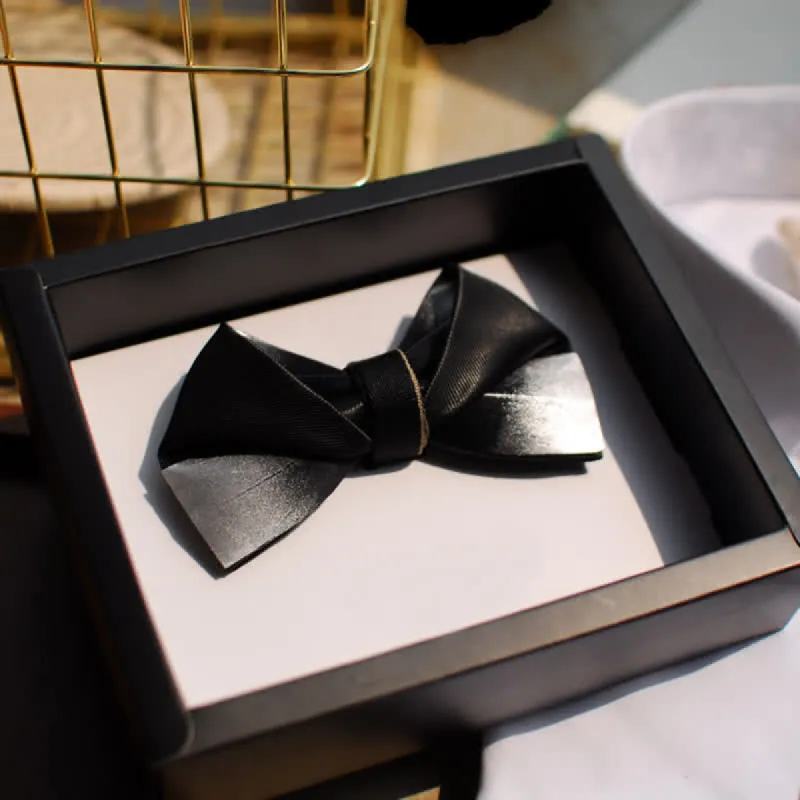 Men's Gradient Black & White Feather Design Bow Tie sold by FloralTrip