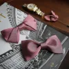 Men's Gentle Rose Pink Twilled Wedding Silk Bow Tie sold by FloralTrip