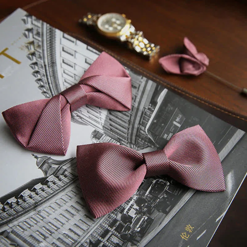 Men's Gentle Rose Pink Twilled Wedding Silk Bow Tie sold by FloralTrip