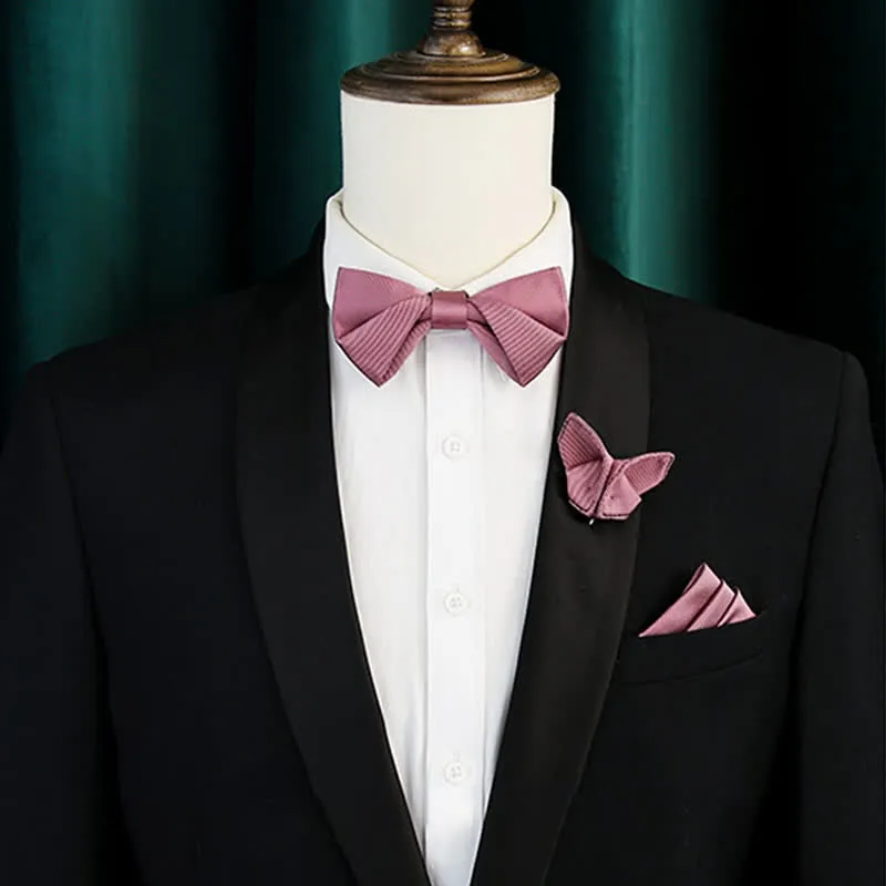 Men's Gentle Rose Pink Twilled Wedding Silk Bow Tie sold by FloralTrip product image thumbnail 2