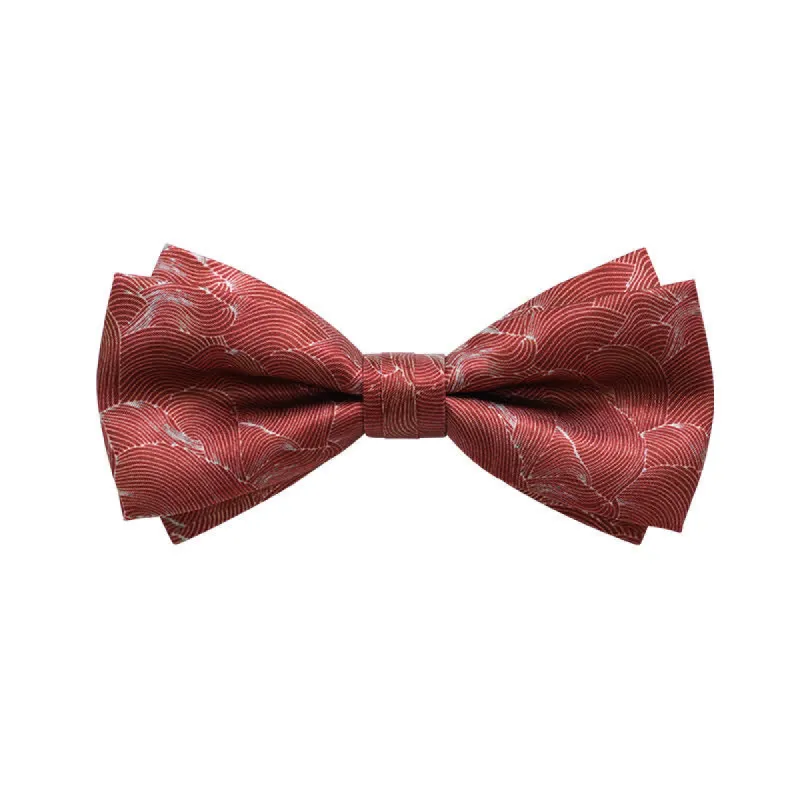 Men's Red Wave Printed Formal Wedding Bow Tie sold by FloralTrip