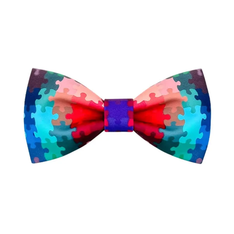 Men's Current Multicolored Puzzle Printing Bow Tie sold by FloralTrip