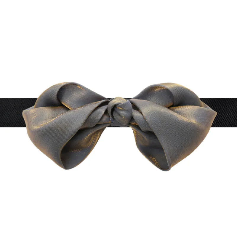 Men's Shining Gray Unique Folded Shape Bow Tie sold by FloralTrip