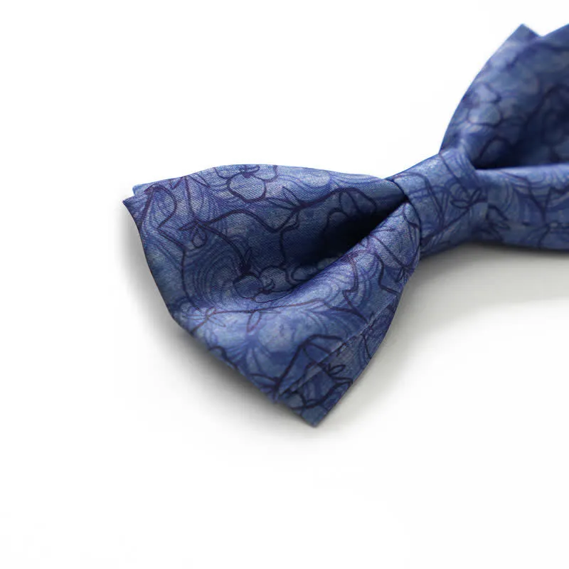 Men's Blue Flower Painting Double Layered Bow Tie sold by FloralTrip product image thumbnail 5