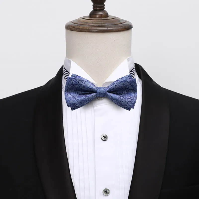 Men's Blue Flower Painting Double Layered Bow Tie sold by FloralTrip product image thumbnail 2