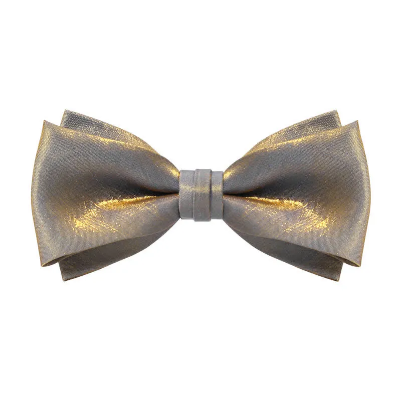 Men's Shining Gray Double Layered Bow Tie sold by FloralTrip