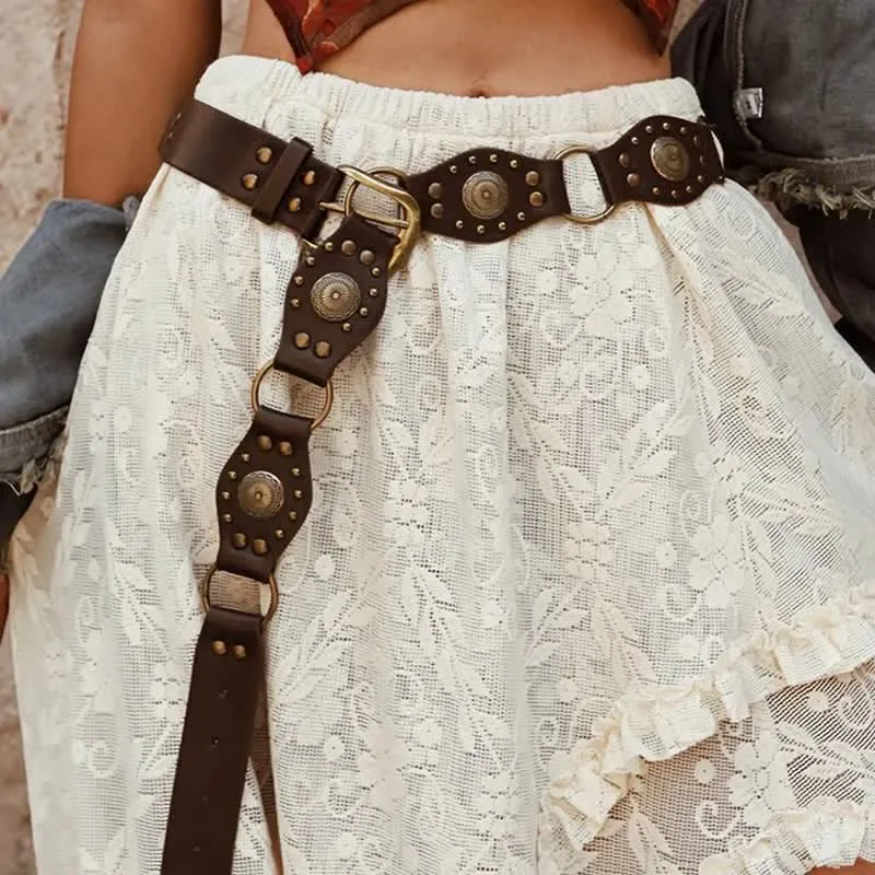Women's Timeless Hollow Out Concho Rivets Leather Belt sold by FloralTrip product image thumbnail 2