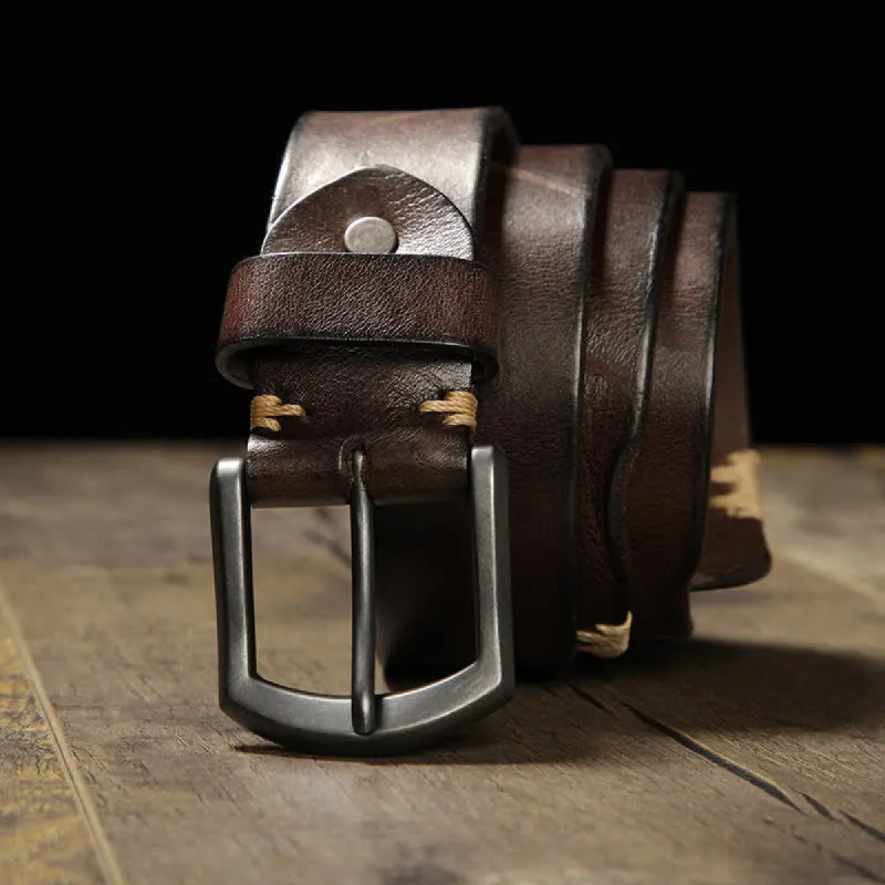 Men's Retro Stitches All-Match Jeans Leather Belt sold by FloralTrip
