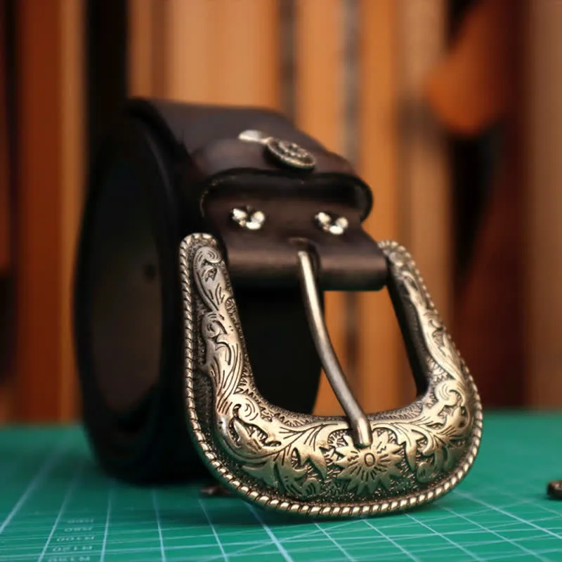 Men's Elegant Carved Flower Buckle Leather Belt sold by FloralTrip product image thumbnail 4