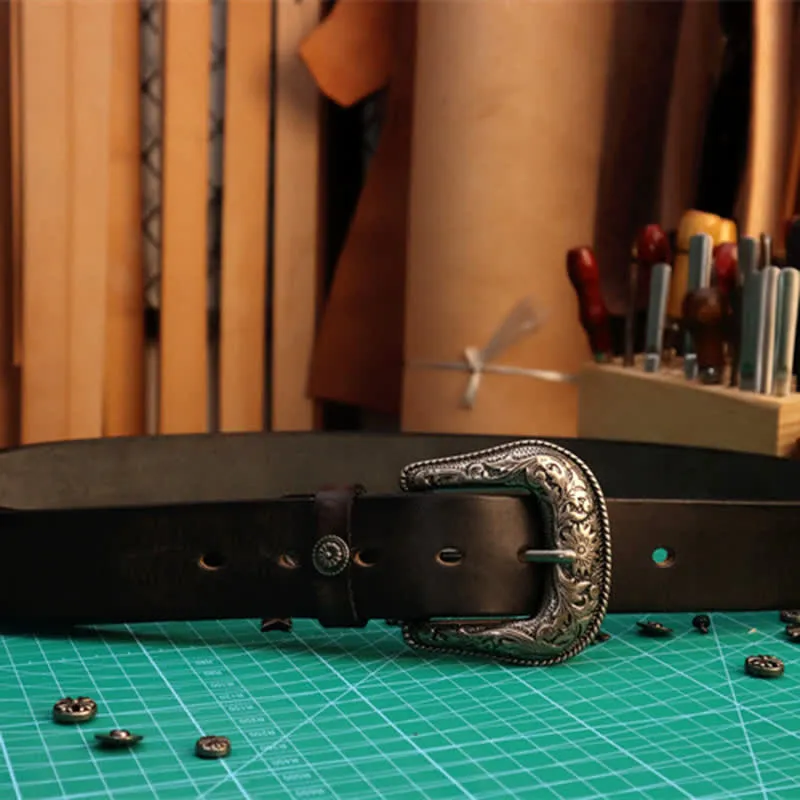 Men's Elegant Carved Flower Buckle Leather Belt sold by FloralTrip product image thumbnail 5